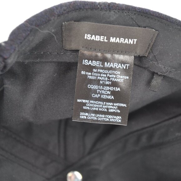 Isabel Marant Wool Tyron Cap Hat Midnight Blue Curved Brim Embroidered Logo - Picture 11 of 11